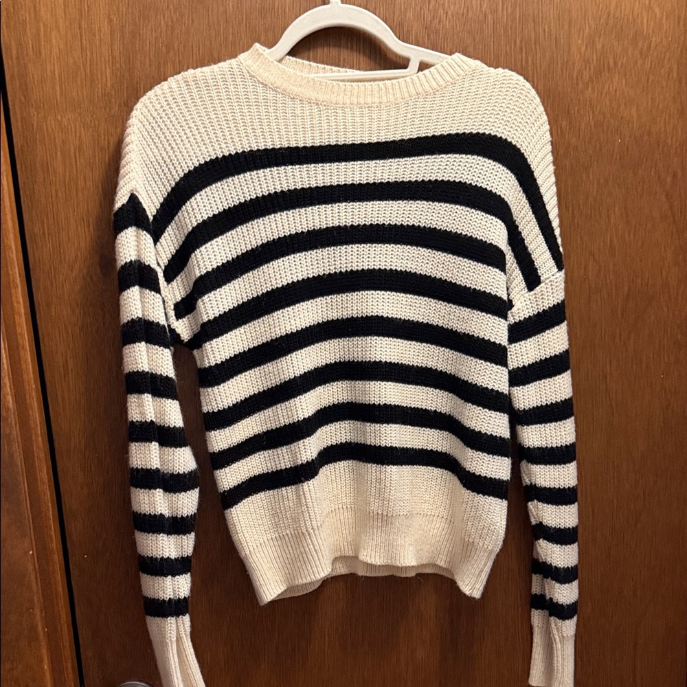 SHEIN Black and Cream Striped Sweater